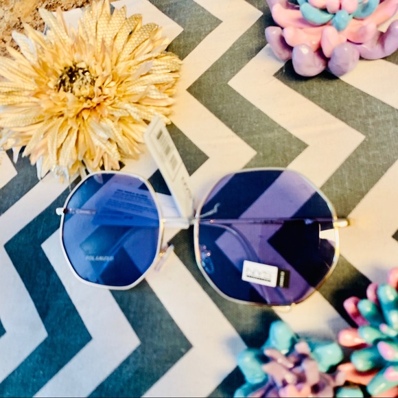 NYS Collection Purple and Gold Hex Sunglasses - Picture 8 of 8